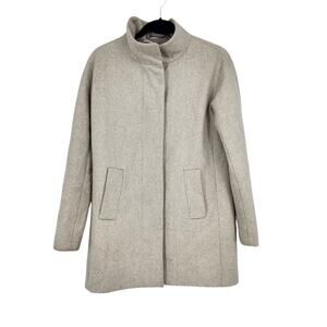 J. Crew Wool Blend Button Neck City Coat Full Zip High Neck Heather Dusk Size 4